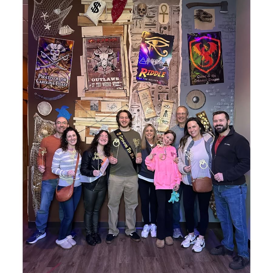 Teams getting ready to enter theEscape Room